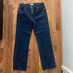 Straight leg blue jeans